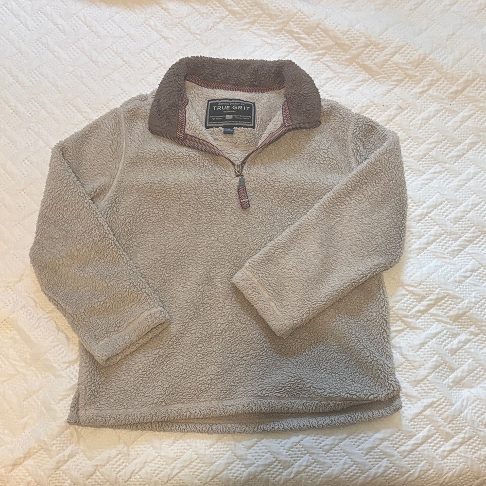 True Grit Taupe Fleece Quarter-Zip Pullover